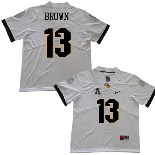 Men #13 Bryon Brown UCF Knights College Football Jerseys Sale-White - Click Image to Close